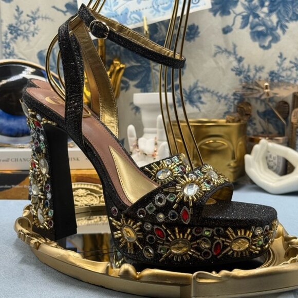 🆕 GB GIANNI BINI 🧿 NWOB Enchant-Ment Bead Embellished Platform Sandals, Sz 7.5 - Picture 12 of 16